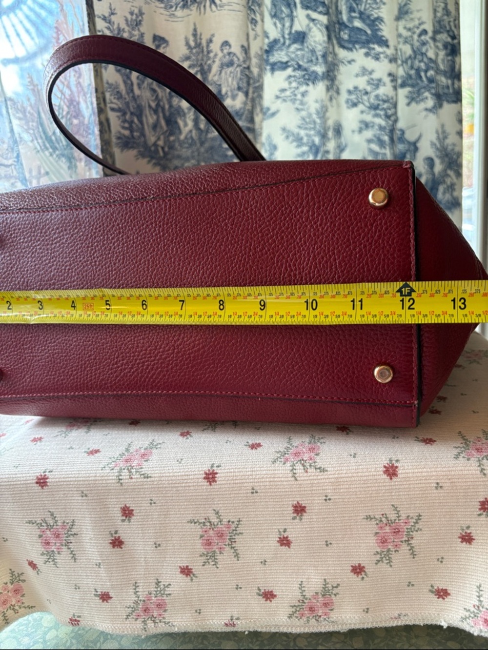COACH Pebbled Leather Tote in Burgundy Red - Picture 7 of 12